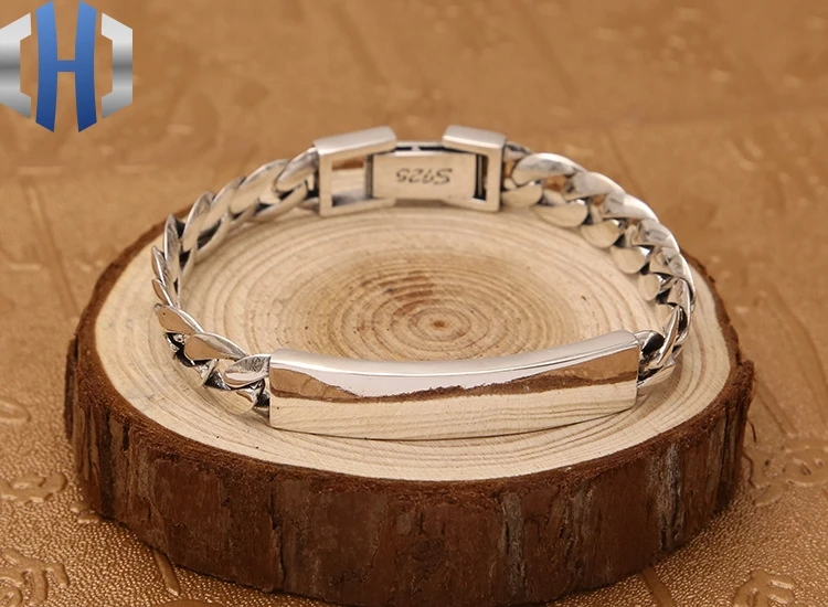 S925 Стерлинговое серебро ювелирные изделия новая Корейская версия простой личности ретро тайские серебряные Глянцевые Мужские и женские браслеты на продажу