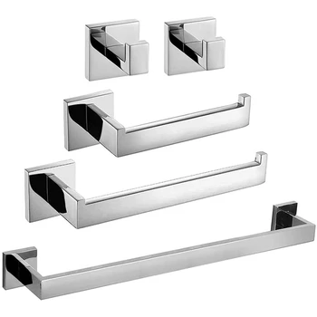 

Bathroom Accessory Set, Wall Mount Square, 5-Piece Bath Collection Set Towel Ring Hanger