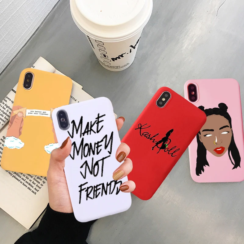 

GYKZ Fashion Make Money Not Friends Phone Case For iPhone 7 XS MAX XR X 10 8 6 6s Plus Funny Girl Soft Silicone Back Cover Coque
