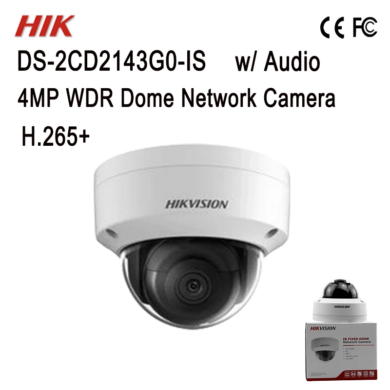 Оригинальная купольная камера Hik 4 МП с аудио H.265 + IR30m 128G IK10 заменяет фотокамеру