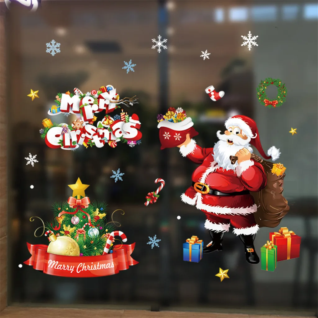 Christmas Window Christmas Stickers Double-sided Christmas Static Sticker Window Stickers Mall Christmas Decoration A301011