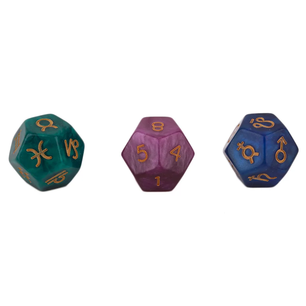 

3 pcs 9 Polyhedral Dice Astrological Creative Dice Set Multi-Faceted Acrylic Dice for EZ Constellation Games