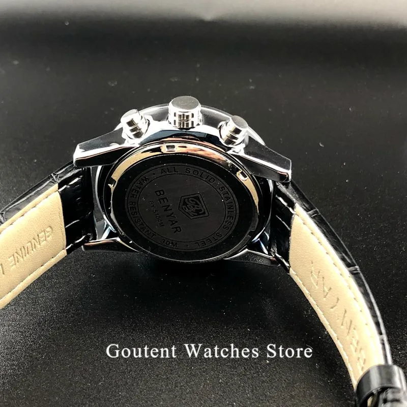 Мужские часы BENYAR лучший бренд класса люкс мужские военные спортивные кварцевые часы с кожаным ремешком часы