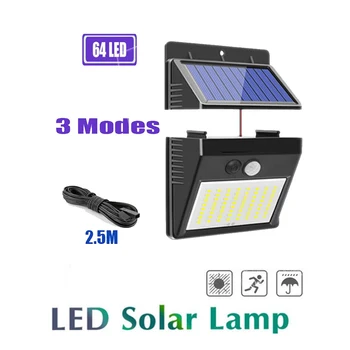 

solar led outdoor lighting 64/30 LED garden solar Street Light With Controller Color Adjustable Wall Motion Sensor Detector for