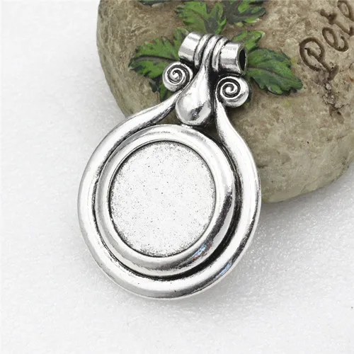 Antique silver Подходит 30 мм Круглый кабошоны сплав бронзовый тон Камея/стекло/рамка для кабошона ободок настройки, DIY Изготовление аксессуаров 52x72 мм K02100 - Окраска металла: Antique silver