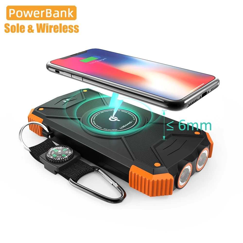 

Xiaomi Wireless Solar Power Bank QI 3.0 Waterproof LED Batterie Externe Carregador Portatil Powerbank for Iphone Battery Pack