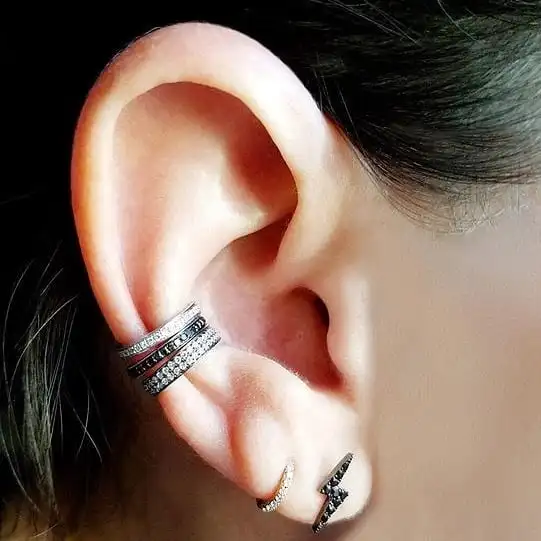 100% 925 Sterling Silver Jewelry Fashion Cute Tiny Rose Gold Color Lightning Stud Earrings with Black Cz for Girls Kids Lady | Украшения и