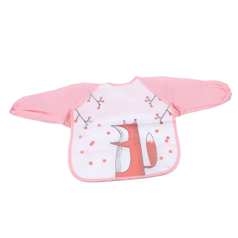 Pink fox Мужской, женский, детский, EVA, Двойной нагрудник, водонепроницаемый, одноразовый, моющийся, детский, длинный рукав, с капюшоном, нагрудник - Цвет: Pink fox