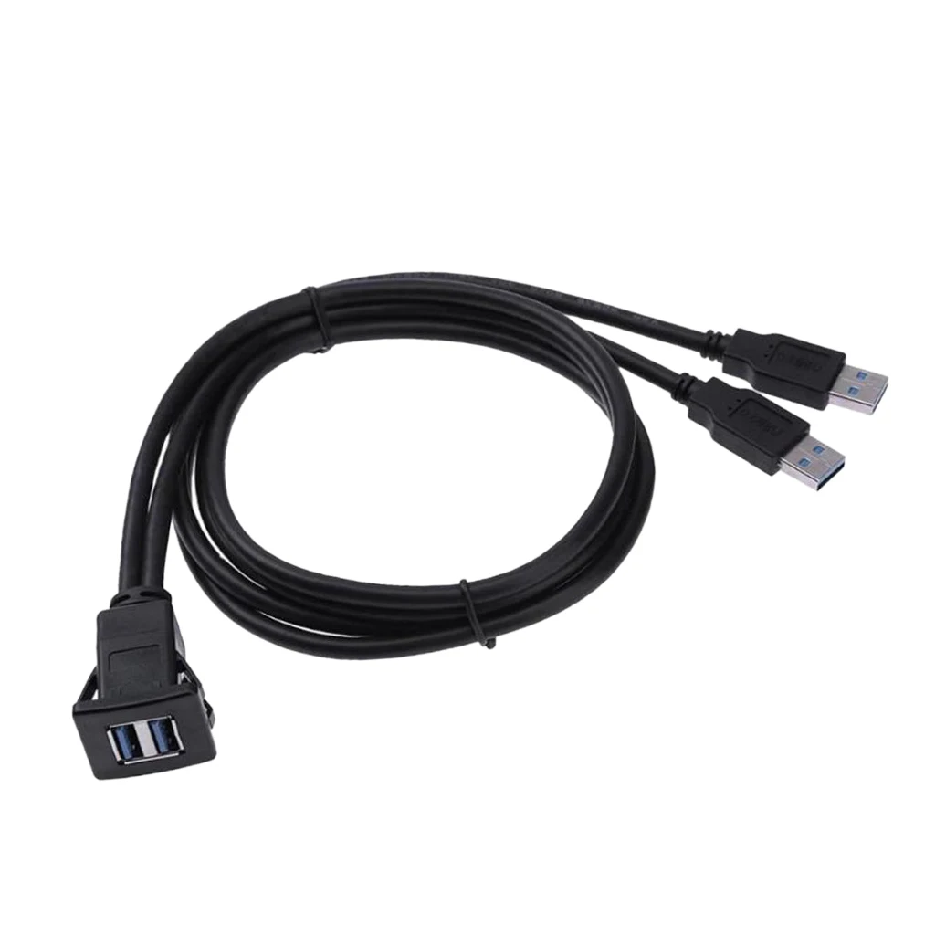 Кабель-удлинитель с двумя разъемами USB 3,0 A «Папа-мама» для подключения к автомобильной панели