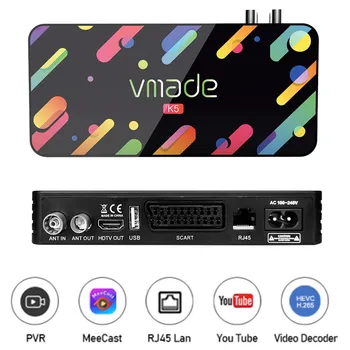 

DVB-T2 K5 Mini Digital TV Tuner Hot Sale Europe HD 1080P H.265/HEVC Dolby AC3 Youtube IPTV With RJ45 Terrestrial Receiver