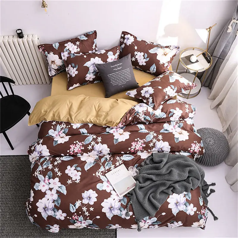 Wishstar набор постельных принадлежностей из 4 постельных принадлежностей с серыми тропическими растениями, двуспальные постельные принадлежности и комплекты постельного белья для девочек - Цвет: 6
