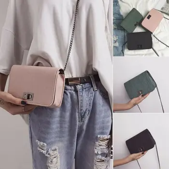 

Fashion Simple Small Square Bag Women's Designer Handbag 2019 High-quality PU Leather Chain Mobile Phone Shoulder bags