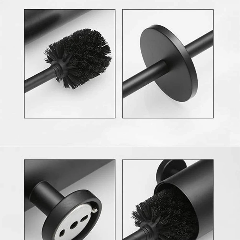 Toilet Cleaning Brush Holder Sets toilet brush set toilet brush holder bathroom accessories Wall Mount Stainless Steel Bathroom Accessories WC Hardware Black Chrome