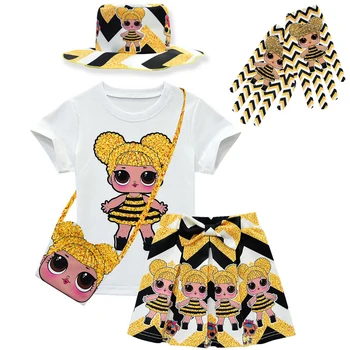 

New Cartoon Doll Baby L.O.L Set 3-8 Years Old Baby Girl Birthday Dress Birthday Party Princess Dress Christmas Clothes