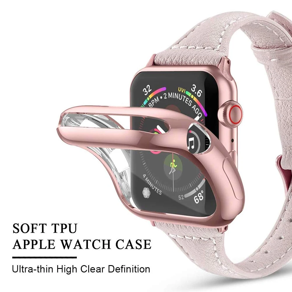 

Watch Cover case For Apple Watch series 5 4 3 2 1 band case 42mm 38m 40mm 44mm Slim All inclusiveTPU case Protector for iWatch 4