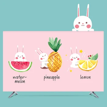 

Custom 19" - 80" 22 inch 75 inch Decorative Hood Cover for Screen LCD TV PC Cartoon Hare Rabbit Fruit Waterproof Pink