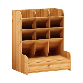 

Multi-Function DIY Pen Holder Wooden office Desktop storage Organizer Desk Stationery 21 x 15 x 25.5cm 3 colors #ES