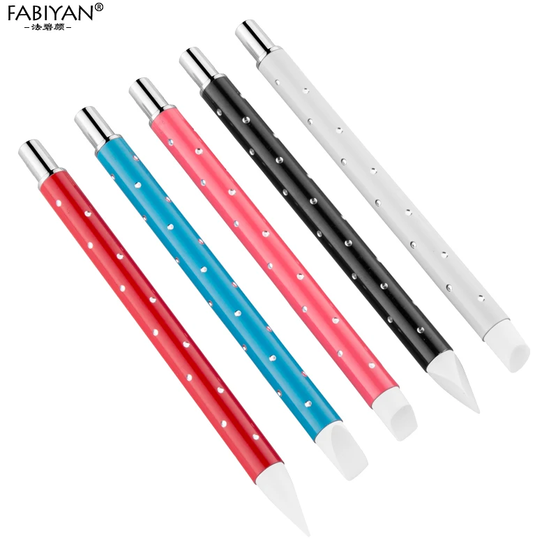 5Pcs Silicone Brush Sculpture Pen Carving Emboss Hollow Shaping Painting Dotting Polish Gel Nail Art Manicure Tools Set