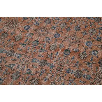 

206x314 Cm Orange Handmade English Vintage Area Rug-7x10 Ft