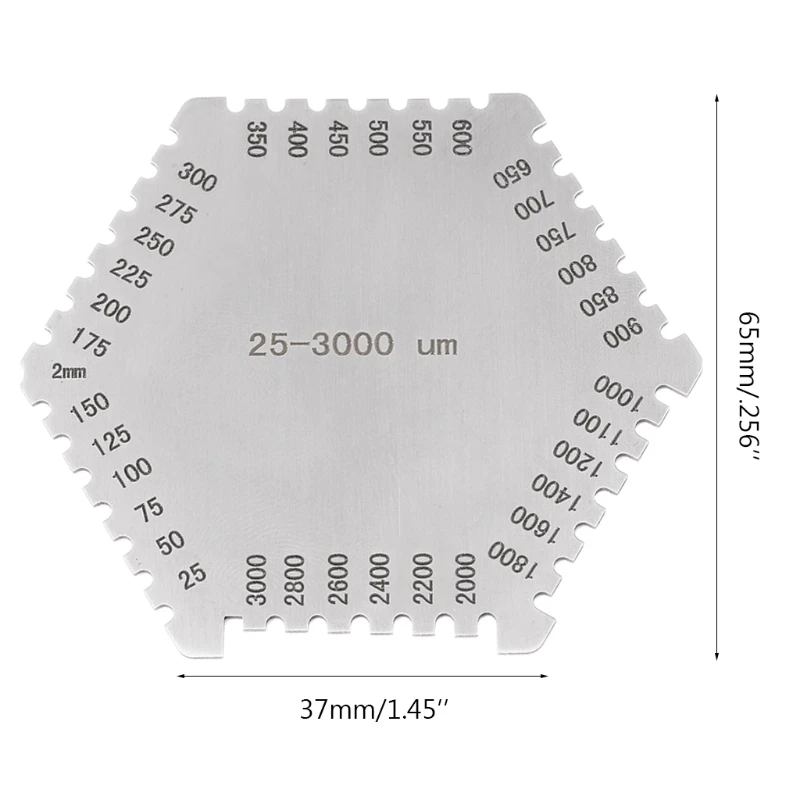 Wet Film Thickness Gauge Stainless Steel Hexagonal Wet Film Comb Paint Thickness Gauge Comb