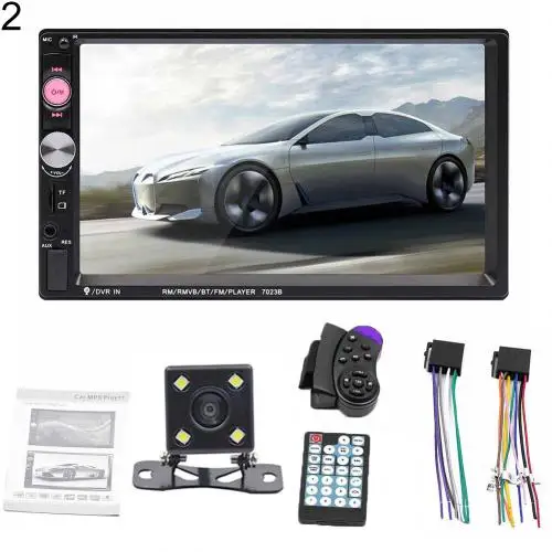 Автомобильный радиоприемник Bluetooth fm-передатчик HD 7023B 7 дюймов 2 Din автомобильный радиоприемник Bluetooth аудио видео mp5 плеер автомобиль с задней камерой - Цвет: 4 LED Rear Camera