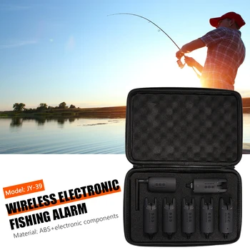 

Carp Fishing Bite Alarm Set Wireless Electronic Fishing Alarm Receiver LED Alert Indicator Kit with Zipper Box Fishing Tool