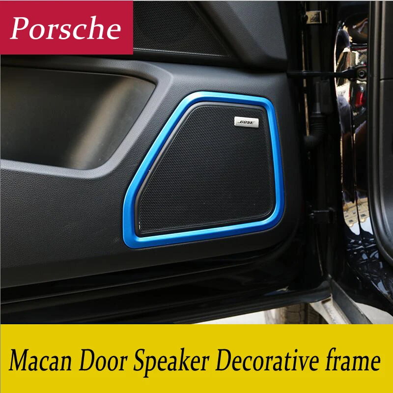 Chrome Car Door panel Speaker Ring Decoration Circle With Protective Grille Ring Cover Trims 3D stickers For Porsche Macan