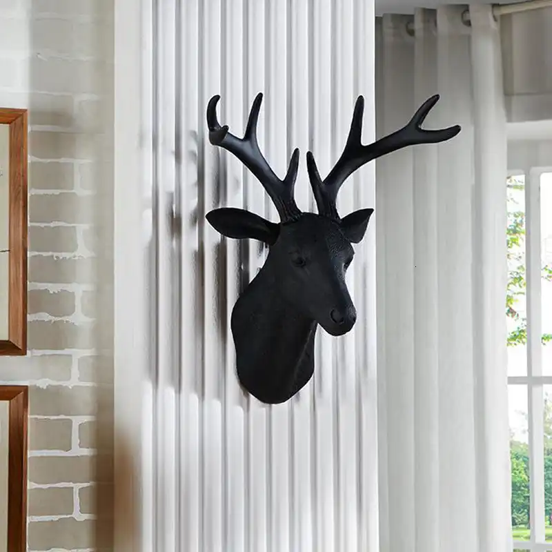 Arte Moderno Cabeza De Ciervo Montado En La Pared Mini Escultura