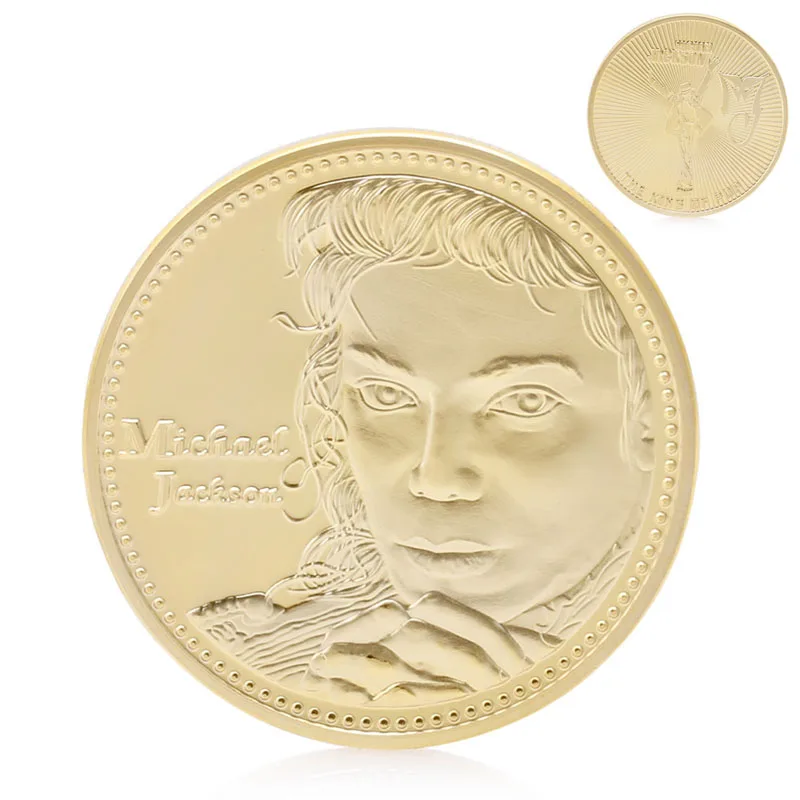 Король поп-звезды триллер Moonwalk позолоченная Памятная коллекция монет Q9QA