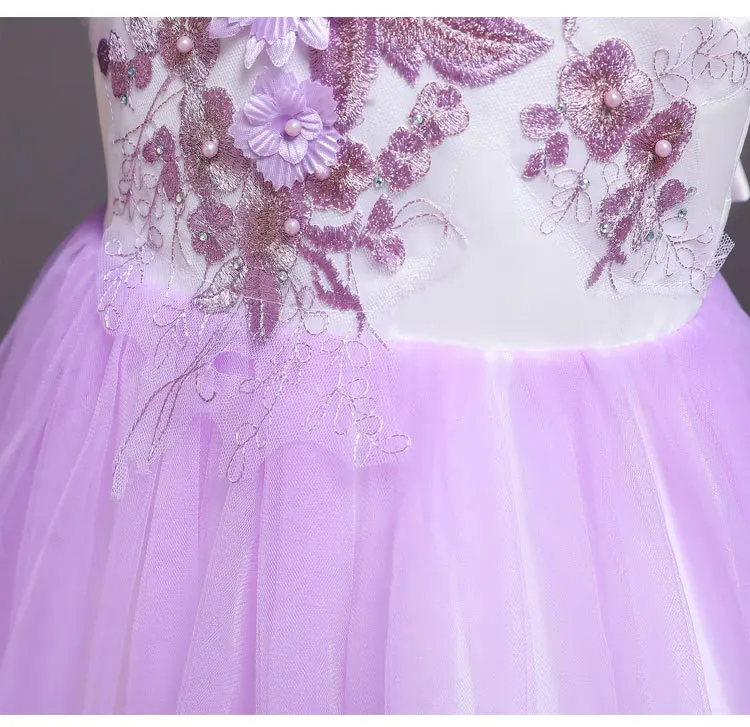 Детское Длинное Пышное свадебное платье газовое платье принцессы детская одежда больших размеров для девочек от 3 до 15 лет