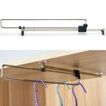 

Wardrobe Pull Out Clothes Hanger Rail Extending Rack Storage Holder Organizer Pull Out Hanger Work Well Under Worktops