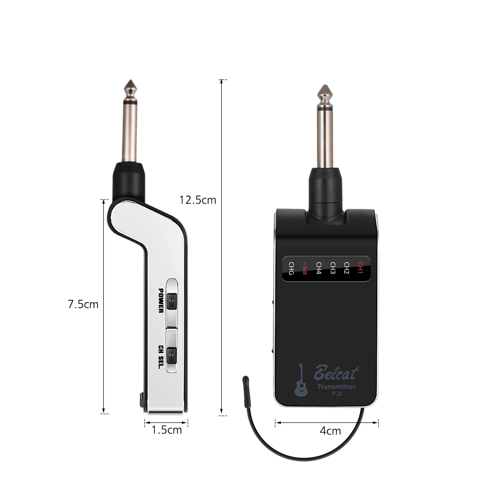 Belcat T3R3 UHF перезаряжаемая гитара Беспроводная система бас аудио передатчик приемник 4 канала Макс. 100 м дальность передачи