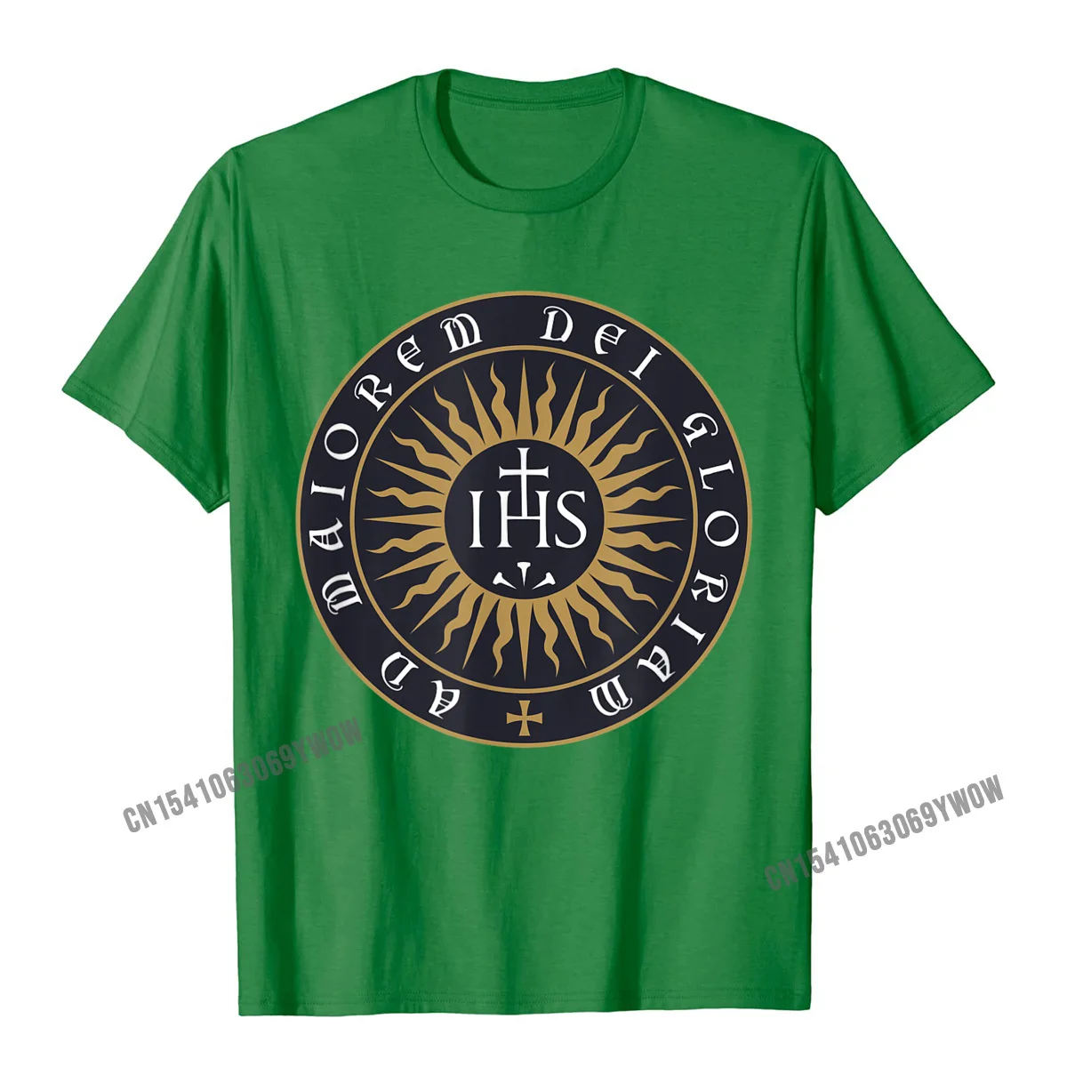 Casual Summer Tees Short Sleeve for Men 100% Cotton NEW YEAR DAY O-Neck T-Shirt Custom Tshirts Wholesale Wholesale Ignatius of Loyola Society of Jesus Catholic T-Shirt__602 green