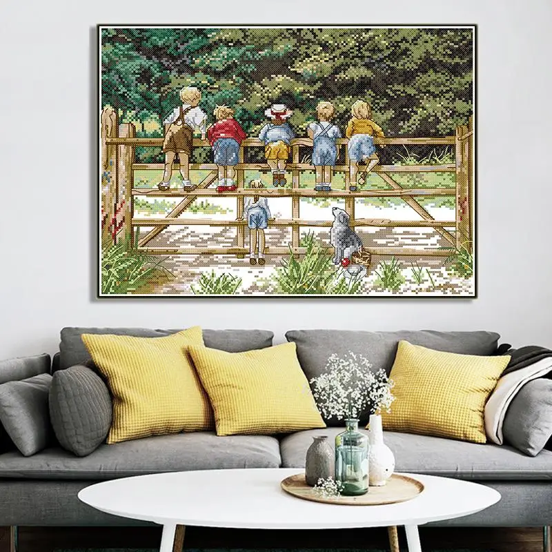 Childhood DIY Handmade Cross Stitch Kit Aida 14CT 11CT Counted Canvas Printed Embroidery Set Needlework Children&lsquo;s Room Decor