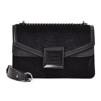 

Luxury Handbag 2019 Retro Fashion New Women's Designer Handbag Quality Velvet Crocodile pattern Chain Shoulder Messenger Bags