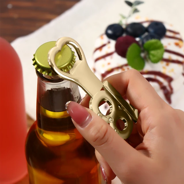 Can Opener Manual Can Opener Stainless Steel Kitchen Tools bar Party  Supplies Flute Beer Bottle Opener (Gold)