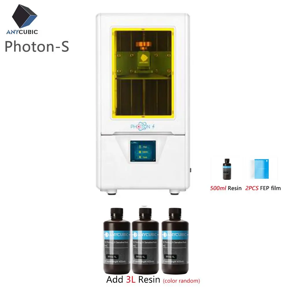 WhitePSwith3.5L ANYCUBIC Photon-S lcd 3d принтер Быстрый ломтик 405nm матрица УФ свет двойная ось Z SLA 3d принтер фотоны Модернизированный УФ модуль - Цвет: WhitePSwith3.5L