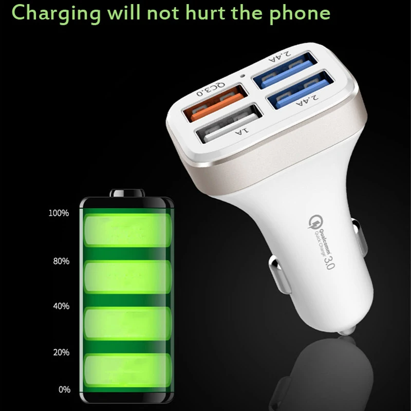 4 USB порта Quick Charge 3,0 умный адаптер питания для iPhone samsung huawei Xiaomi для грузовика автомобиля зарядка с 4 телефона автомобильное зарядное устройство