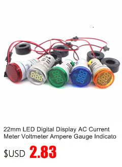 10 шт. Светодиодный 22 мм Цифровой вольтметр переменного тока Амперметр Дисплей Ампер Напряжение Ток частота комбо метр Индикатор сигнальные огни