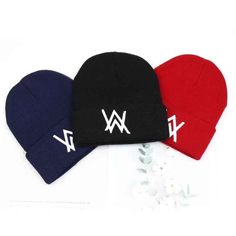 

2020 Fashion Alan Walker Embroidery Beanie Hats Women Men Cool Winter Warm Ski Hat Unisex Hip Hop Caps Knit AW Skullies Bonnet