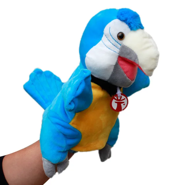 cute 30cm plush parrot Hand puppet Kindergarten parent-child interactive props educational doll good quality Soothing doll 4