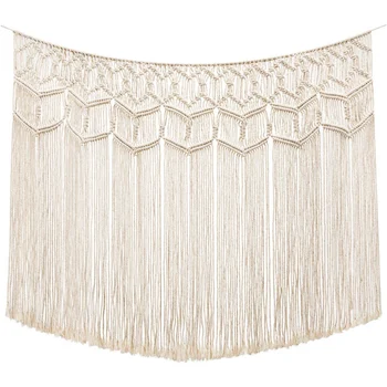 

Macrame Wall Hanging Curtain Fringe Garland Banner Boho Wall Decor Woven Home Christmas Decoration for Apartment Bedroom Living