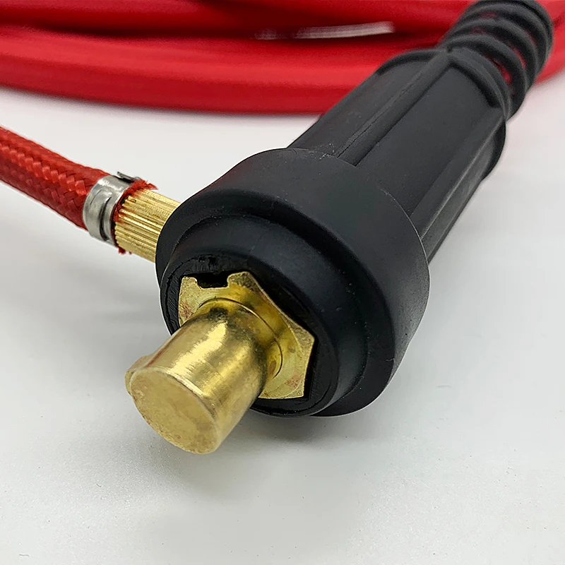 WP9F 4M Red Super Soft Hose Braided Air-Cooled Complete TIG Welding Torch 35-50 Connector