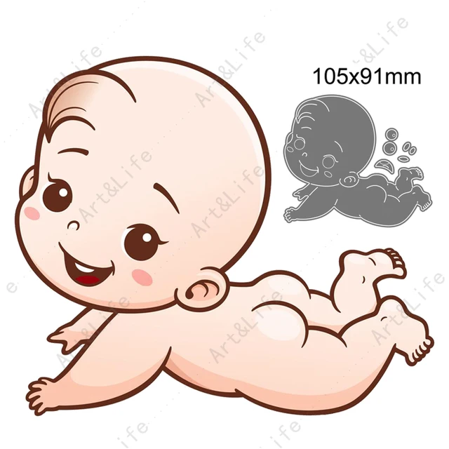 Top Hot New Lovely Cute Little Babies Metal Cutting Dies Stencils for Making Scrapbooking Album Birthday Card Embossing Cut Die Size 105x91mm