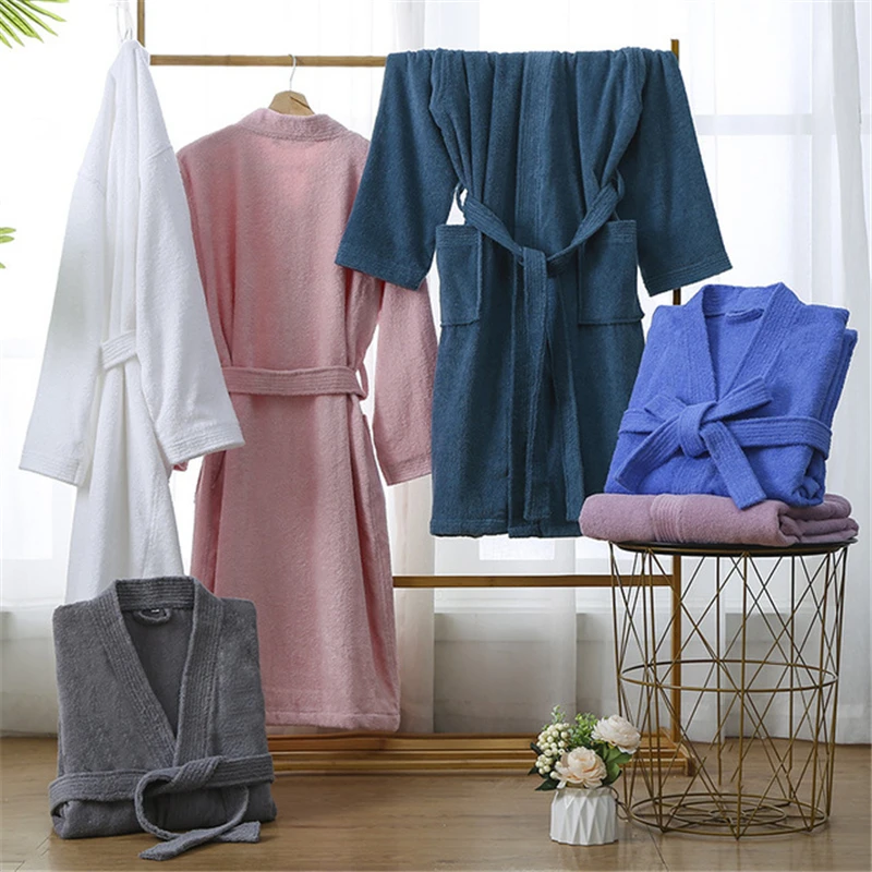 Robe Hotel Absorbent Bathrobe Feminine Nightgown Terry Material Simple Yukata Beauty Salon Robe Nightwear Autumn
