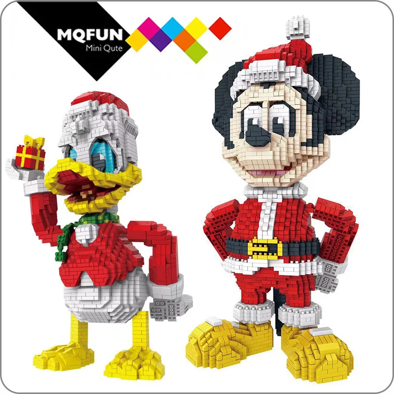 

PZX Mini Blocks Big size Cute Cartoon Duck Model Building Toy Anime Action Figures Mickey Merry Christmas Brinquedos for Kid