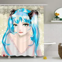 Hatsune Miku мультфильм аниме Принцесса водонепроницаемый занавески для ванной с Бесплатные Крючки полиэстер девушки украшения для мальчиков занавески для душа