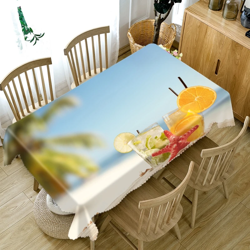 Плотная хлопковая скатерть с 3d рисунком ананаса, сока, Пылезащитная ткань, прямоугольная и круглая скатерть для Рождества