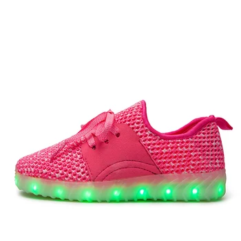 

IGxx LED Light Up Shoes For Kids USB Charging Glowing Shoes LED Kids Flashing Shoes Child Luminous Knit Sport LED Sneakers Boys