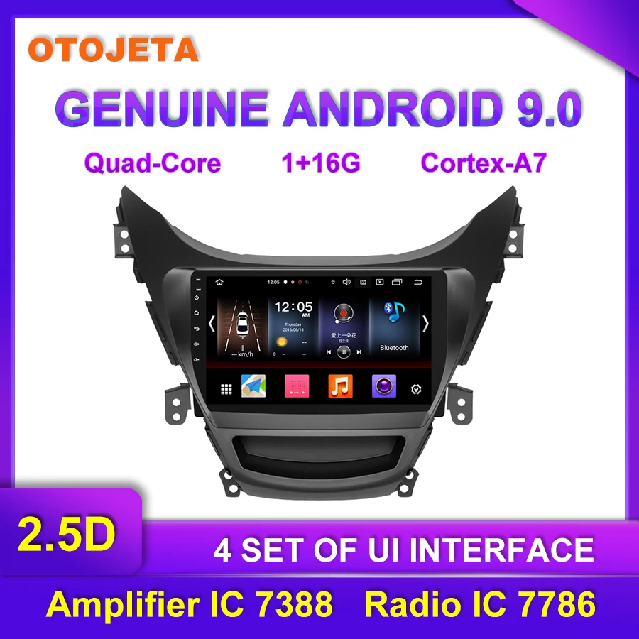 

Factory direct sale OTOJETA Android 9.0 Car Multimedia Radio For 2012 Hyundai Elantra tape recorder GPS USB bluetooth Navigation